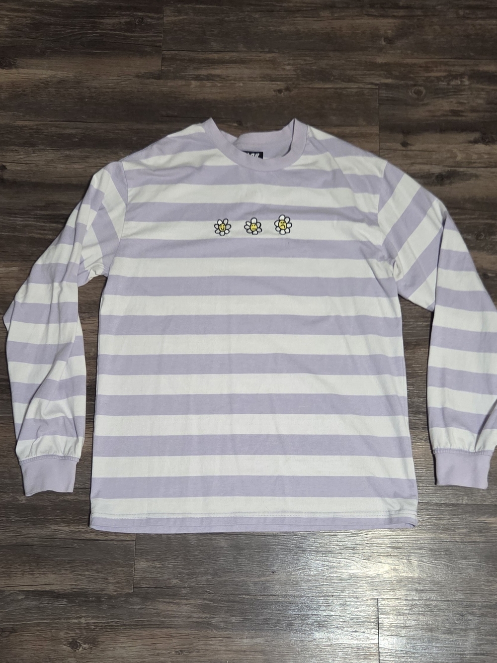 A.LAB Medium Lavender White Striped Long Sleeve T-Shirt